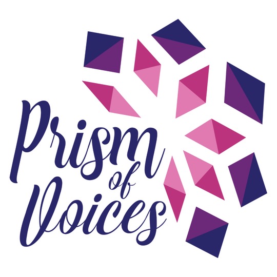 2026 Conference Logo: Prism of Voices - with a pink and purple circular starburst