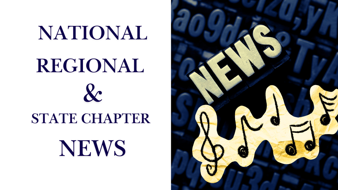 National Regional and State Chapter News with picture of 1940's NEWS stamp on blue letters